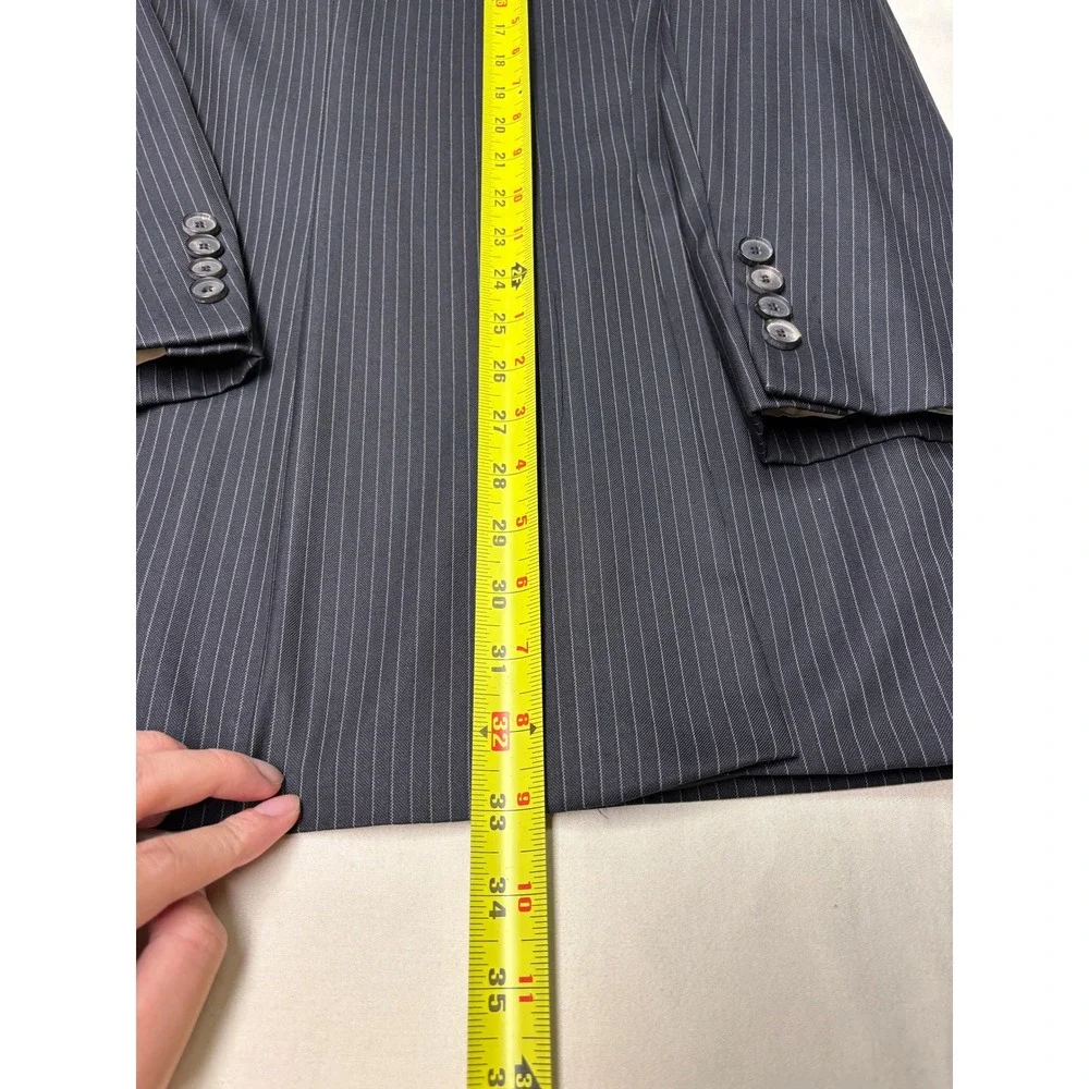 Hugo Boss Selection Portman Tower Blazer‎ Silk Wool Pinstripe Mens 42R black